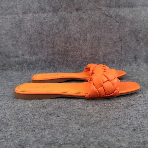 Ego Shoes Womens 39 Sandals Slides Woven Strap Slip On Casual Orange Square Toe - Picture 2 of 12